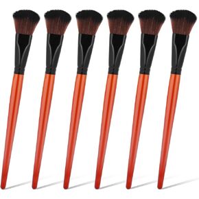 1 Inch Mop Brush for Acrylic Painting, 6PCS Oval Mop Paint Brushes for Acrylic Painting with Short Wooden Handle, Natural Hair Mops Paint Brush Oil Paints Brushes for Gouache Watercolor