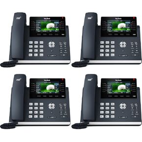 Yealink SIP-T46U Business Phone System: Starter Pack with Voicemail, Auto Attendant, Cell & Remote Phone Extensions, Call Recording & Free TWAComm.com Phone Service for 1 Year (6 Phone Bundle)