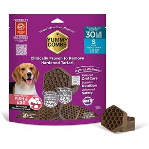 Dog Dental Treats – Fish & Egg Protein – Vet VOHC Approved, Removes Tartar – A Daily Teeth Cleaning Treat for Extra Small Dogs (30 Count)