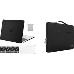 MOSISO Compatible with MacBook Pro 15 inch Case 2016-2019 Release A1990 A1707, Plastic Hard Shell&Multifunctional Briefcase Sleeve Bag with Pocket&Keyboard Cover&Screen Protector&Storage Bag, Black