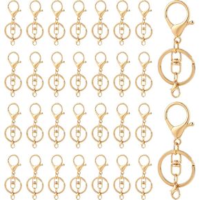 60Pcs Lobster Clasp Keychain Metal Lobster Clasp Swivel Trigger Clips with Swivel Clasps Hook Clips Flat Split Keychain Ring, Lobster Claw Clasps Hook for DIY Craft Jewelry Making