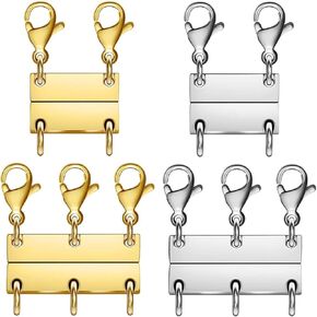Necklace Layering Clasp Converter, 18k Gold and Silver, Tangle Free Jewelry Chain Separator (4PCS B)