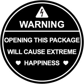 2 inch 300PCS Warning Opening This Package Will Cause Extreme Happiness Stickers Shipping Mailing Cartons Envelops Adhesive Labels (Black)