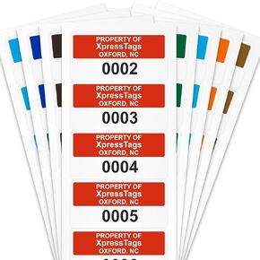 XpressTags 0.75"x1.5" Custom Asset Tags, Inventory Stickers with Sequentially Numbered Asset Labels, Permanent Adhesive Vinyl - Pack Sizes 100 to 5000, Made in USA