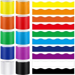 Wiooffen 10 Rolls 262ft Colorful Borders for Bulletin Board Scalloped Trim Bulletin Board Decorations Classroom Borders for Bulletin Board Back to School Supplies Office Wall Chalkboard Decor(Pastel)