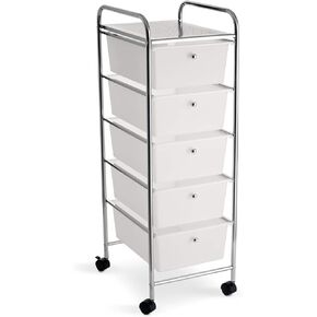 Simply Tidy 5 Drawer Clear Rolling Cart Mobile Organizer with Removable Drawers, Swivel & Locking Casters, Durable Tubular Frame - 1 Set