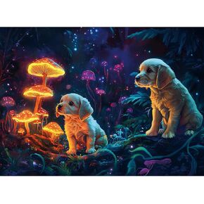 Jigsaw Puzzle 500 Pieces for Adults – Fantasy Forest Scene with Cats, Mushrooms & Butterflies – Challenging Game, Home Decor, Birthday Gift for Adults & Kids – 20.5 x 15 in