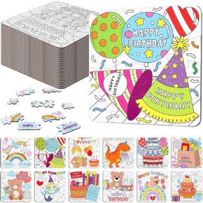 24 Pack Under The Sea Color Your Own Jigsaw Puzzles for Kids 3-5, 4-6, 6-8, Coloring Crafts DIY Paper Puzzles Party Favors Gifts for Toddler Children Learning Education Toys