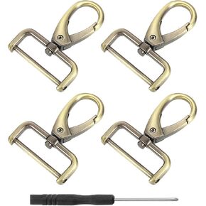 uxcell 4Pcs Swivel Clasps Hook, 32mm(1.25 Inch) D Ring Detachable Snap Hook Metal Lobster Claw Clasp Hook with Screwdriver for Purse Keychain DIY Craft, Bronze