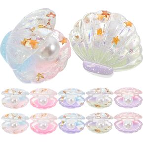 BESPORTBLE Mini Ocean Resin Animals: 16Pcs Luminous Simulated Shell with Pearl Mini Resin Ocean Landscape Decorative Shell Ornaments for DIY Aquarium Potted Micro Fairy Garden Dollhouse
