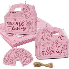 KARAQY 24PCS Pink Bow Gift Boxes,Bow Themed Party Favors Boxes for Baby Shower Coquette Birthday Party Decorations