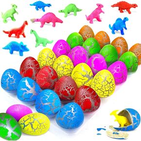 24 Pcs Large Hatching Dinosaur Eggs Dinosaur Birthday Party Favors, Kids Toddlers Goodie Treat Bag Stuffers, Carnival Classroom Prizes, Treasure Box Toys, Boy Girl Grow in Water Dinos Egg Science Kits