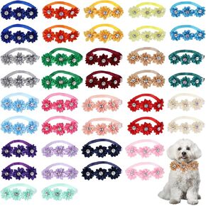 40pcs الكلب الصغيرة أقواس الأقواس وربط الرقبة أقواس الياقات الأزهار مجموعة لجرى Cat Dogs الكلاب التهوية أزياء حفلة عيد ميلاد لمتجر Groomer للحيوانات الأليفة