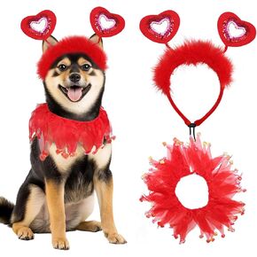 Dog Costume Dress S, Black Floral Top with Pink Tulle Skirt and Bow, Glitter Heart Pet Outfit for 6-7 lbs Dogs and Cats, Romantic Holiday Clothing