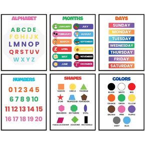 Educational Posters, Homeschool Decorations, Preschool Wall Decor for Toddlers Set of 4 Unframed (8''x10'') Kindergarten School,Supplies, Classroom Posters, Fruits, Bakeries, Vegetables, Spices &