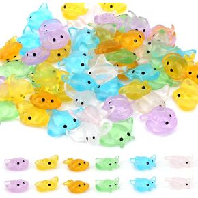 60pcs Mini Manta Ray, Resin Glow in The Dark Miniature Tiny Sting Ray Sea Marine Small Luminous Figurines Ideal Desktop Fairy Garden Dollhouse Micro Landscape DIY Crafts Decor