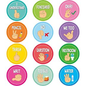 TENDFINE 36 Pcs Colorful Seat Signals Posters Classroom Hand Signals Decoration for Teachers Students Visual Cue Seat Signal for Learning Bulletin Board Nonverbally Communicate Supply Décor