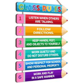 Geelin Wooden Classroom Rules Sign Class Rules Poster for Classroom Decorations Teach Supplies Class Expectations Wall Art for Elementary Kindergarten Middle School Decor