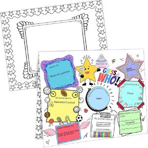 Ireer 24 Pcs 22 x 14 Inch All About Me Posters Elementary Preschool Kindergarten Two Side Ready to Decorate Guess Who's Who Posters Star of The Week Poster Back to School Open House Activity Mats