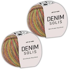 Variegated Yarn 55% Cotton,45% Poliacrylic,50g(1.76 Oz),160m(174 Yds) Soft & Smooth Yarn Sport – Fine(2) for Crocheting, Knitting, Amigurumi,Blankets,Garments (Rose Confetti, Denim Solis Pack 1)
