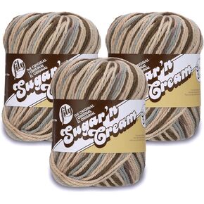 Lily Super Size Ombre Earth Ombre Yarn - 3 Pack of 85g/3oz - 100% Cotton - #4 Worsted (Medium) - 143 Yards - Knitting/Crochet