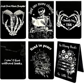 6Pcs Halloween Magnet Bookmarks Big Size Skeleton Coffin Bookmark with Strong Magnet, Gothic Book Marker, Halloween Christmas Holiday Gift for Book Lovers Bookworm Bookish
