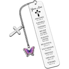 Christian Gifts for Women, Baptism Bookmark Gifts for Teen Girls, Inspirational Religious Bookmarks Bulk, First Communion Confirmation Gift for Her, Back to School Supplies