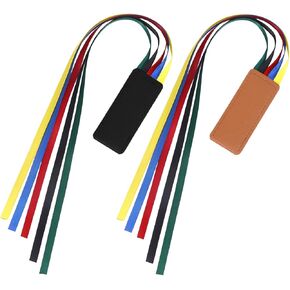 2PCS Bible Ribbons Bookmarks,Artificial Leather Bookmark with Ribbons in 5Colors,Bible Page Markers for Reading Lovers Students Teachers, Christmas Gift(Brown+Black)