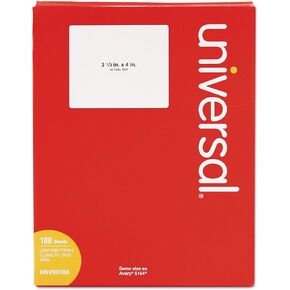 Universal UNV80108 3.33 in. x 4 in. Inkjet/Laser Printers Labels - White (600/Box)