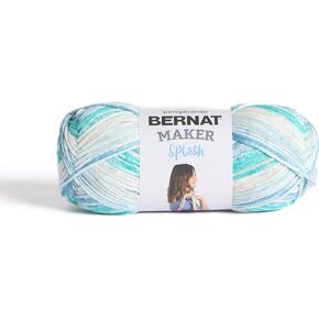 Bernat Maker Splash Teal Print Yarn - 2 Pack of 250 g / 8.8 oz - 75% Cotton 25% Nylon - #5 Bulky - 279m /305Yards - for Knitting, Crochet and Amigurumi