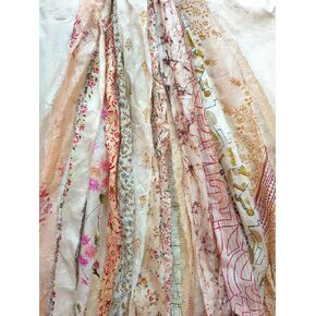 21 Yards Unstitched Sari Silk Yarn Ribbon Tassels SKEINS Beige Cream Journal Scrapbook Craft Project Decor CRMLNG DS344