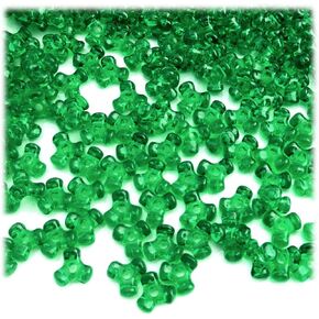 The Crafts Outlet 200pc Plastic Transparent Tribeads 10mm Emerald Green Beads