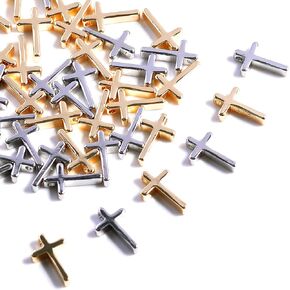 stino Cross Charms Jewelry Making Pendants, 50 Pieces Gold & Silver, Pearl & Rhinestone