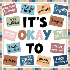 Mental Health Poster IT’S OK to Boho Bulletin Board Set Therapy Classroom Decorations Growth Mindset Inspirational Positive Affirmations Wall Art Decor for Kid Teacher School Counselor Supplies