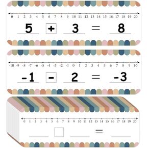 36PCS Number Line Dry Erase Board Cards Boho Double Sided Whiteboard -10-10 on One Side 0-20 on The Other Bulletin Border Decor for Kindergarten Classroom Students Desk Whiteboard Math Manipulatives