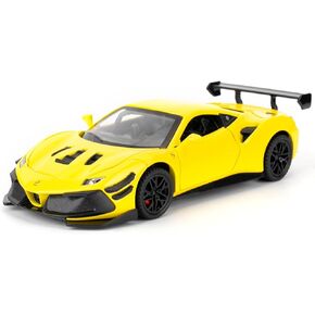1:32 Ferrari 488 Model Car, Die-cast Alloy Car with Pullback Function, Children's Toy Car with Light and Sound, Collector's Model Toy, Children's Gift (Yellow)