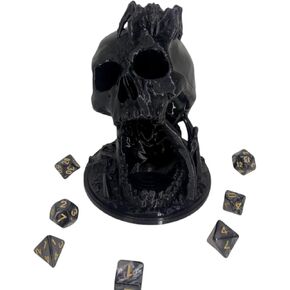 Skull Dice Tower Dungeons and Dragons RPG abletop Roleplaying Game Jail D&D (7PCS D20 Dice Set Included) Black