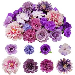 Jiebor 60pcs Mini فو زهرة الرؤوس الصغيرة الصغيرة الاصطناعية صغيرة الحرير الحرير الورود الورود الزهرة رؤوس كبيرة للحرف اليدوية ديي التخرج كاب الحزب ديكور الزفاف (الأزرق)