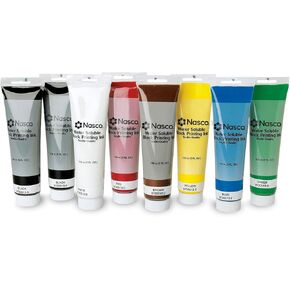 Nasco 9720514 Water-Soluble Block Printing Ink Set, 8 Count, Assorted Colors, 5 oz. Tube Each