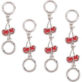 KINCHYGO, 4 Pack Red Cherry Link Purse Strap Extender Silver Metal Clutch Bag Chain Extension with Buckles for Handbags Cross Body Bags