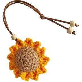 Sunflower Bag Charm, Handmade Weaving Flower Charms for Tote Bags Purse Handbags Bag Accessories Car Charms