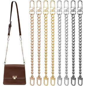 8 Pcs Purse Extender Chain Metal Flat Bag Chain Straps Replacement Handbag Decoration Strap Extender for Crossbody Bag