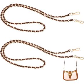 Giantree 2PCS Gold Bag Chain, 120cm Purse Chain with Buckles, Handbag Chains, Replacement Chains for Shoulder Bags Handbag (Brown)