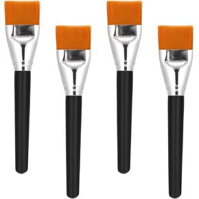 Paint Brush, 4 Pcs Flat Bright Paint Brushes Large Craft Basecoating Paint Brushes with Wooden Handle for Acrylic Oil Body Facial Mask Brushes