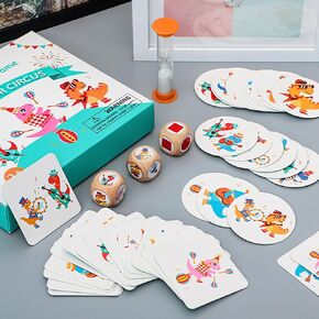 Matching Game for Kids, 42 Pcs Dinosaur Card Game for Boys Girls, 3 Dice,1 Hourglass of Time,Multi-Player Games, Eye Found It, Fun Family Activity