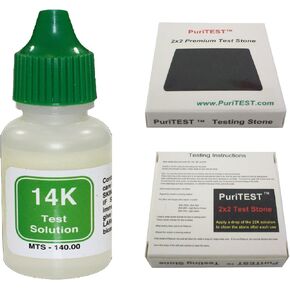 14K Gold Test Solution Tester Acid Bottle + 2x2 Testing Stone! Detect Scrap Nuggets Metal Jewelry Kit