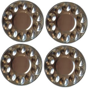 jojofuny 4pcs Round Aluminum Painting Palette Trays Watercolor Painting Trays Easy Storage