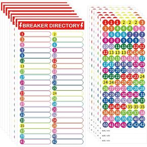 28 Sheet Breaker Panel Labels Circuit Breaker Labels Circuit Breaker Directory Fuse Panel Marker Sign Electrical Electric Box Sticker Number Load Center Identification Stickers for Home Office