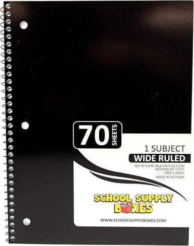 Wide Ruled Spiral Notebooks - 5pk School Supply Bundle - Ruled Paper for Elementary School Students - Bulk Office Supplies - Assorted Colors: Red, Green, Yellow, Blue, Black in Saudi Arabia