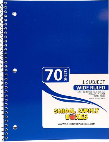 Wide Ruled Spiral Notebooks - 5pk School Supply Bundle - Ruled Paper for Elementary School Students - Bulk Office Supplies - Assorted Colors: Red, Green, Yellow, Blue, Black in Saudi Arabia